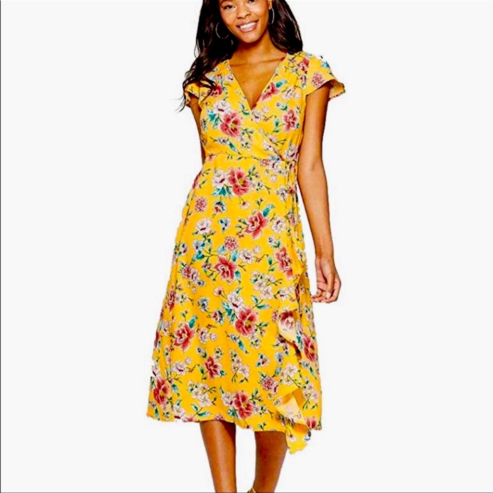 Floral Midi Wrap Dress